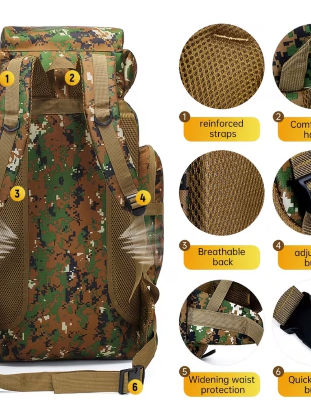 2pcs Men's Sports Large Capacity Backpack Sports Backpack Hiking Bag - Picture 3 of 8